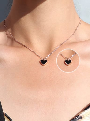 Titanium 316L Stainless Steel Enamel Heart Minimalist Necklace with e-coated waterproof
