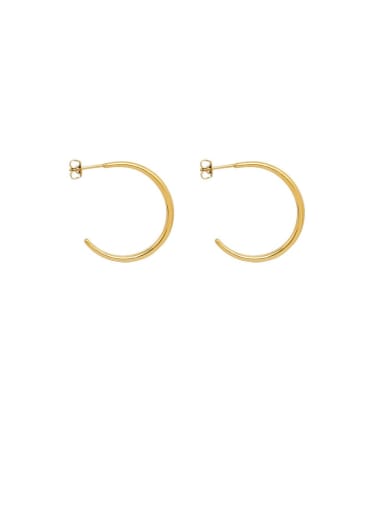 gold (0.25MM) Titanium 316L Stainless Steel C shape Minimalist Hoop Earring with e-coated waterproof