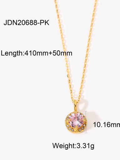 JDN20688 PK Stainless steel Cubic Zirconia Round Dainty Necklace