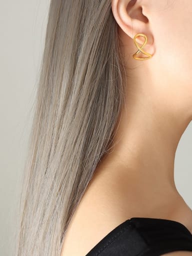 F169 Gold Earrings Titanium Steel Geometric Trend Stud Earring