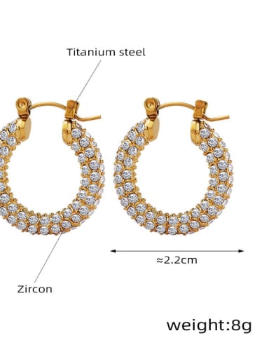 F083 Gold Earrings Titanium Steel Cubic Zirconia Geometric Trend Stud Earring