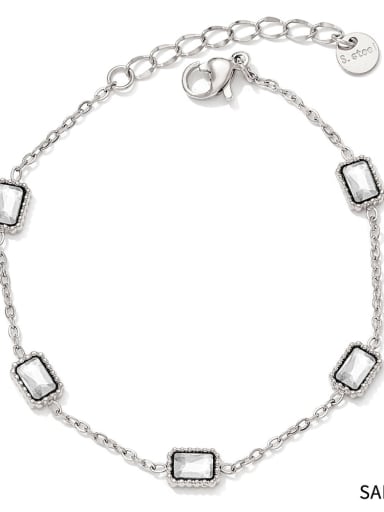 Trend Geometric Stainless steel Cubic Zirconia Bracelet and Necklace Set