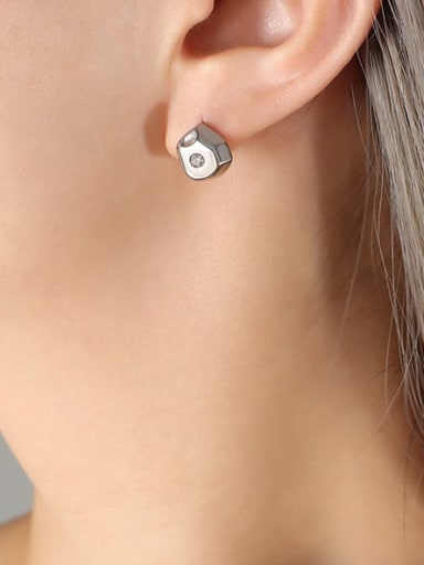 A pair of Steel Earrings Titanium Steel Cubic Zirconia Geometric Trend Stud Earring
