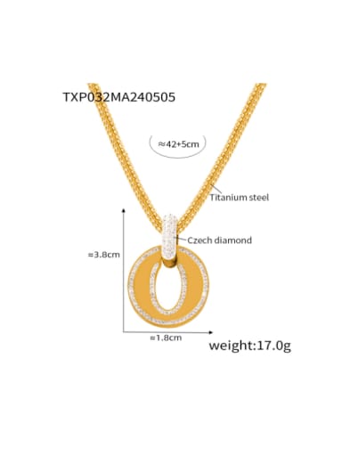 TXP032 Gold Necklace Titanium Steel Cubic Zirconia  Hip Hop Geometric Bracelet and Necklace Set