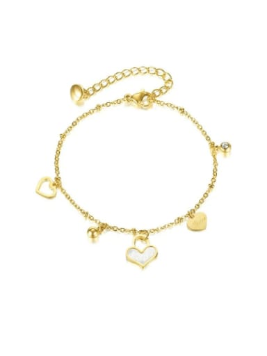 SL014 Love Shell Bracelet Gold Titanium Steel Shell Heart Minimalist Link Bracelet