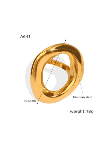 A641 Gold Ring Titanium Steel Geometric Hip Hop Band Ring