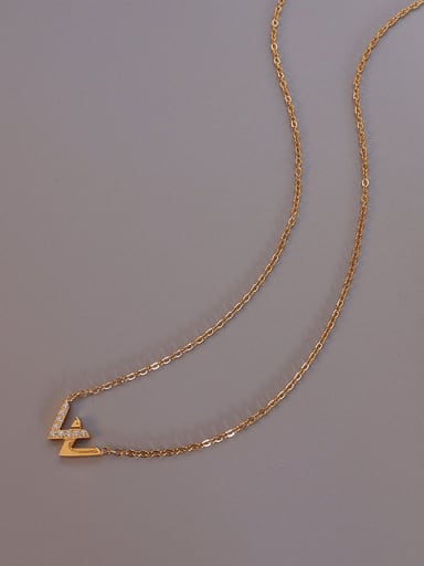 Gold Titanium 316L Stainless Steel Cubic Zirconia Minimalist Letter W  Necklace with e-coated waterproof