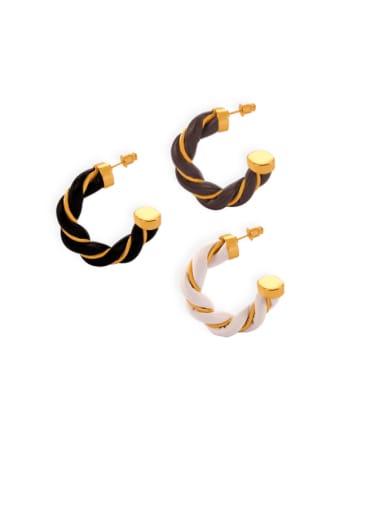 Brass Artificial Leather Geometric Minimalist Stud Earring