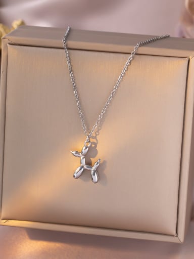 YXP298 Balloon Dog Necklace Steel Titanium Steel Balloon  Dog Minimalist Necklace