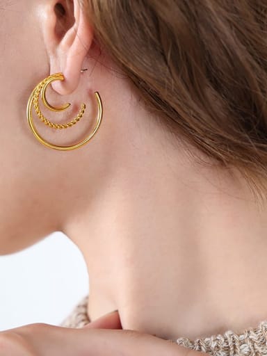 F827 Gold Earrings Titanium Steel Geometric Trend Hoop Earring