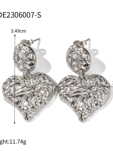JDE2306007 S Stainless steel Cubic Zirconia Heart Trend Drop Earring