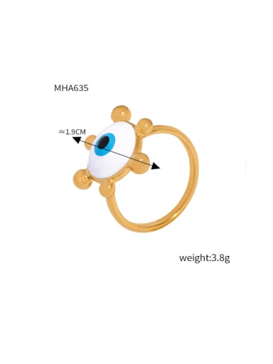A635 Gold Ring US  7 Titanium Steel Enamel Hip Hop Evil Eye  Ring And Earring Set