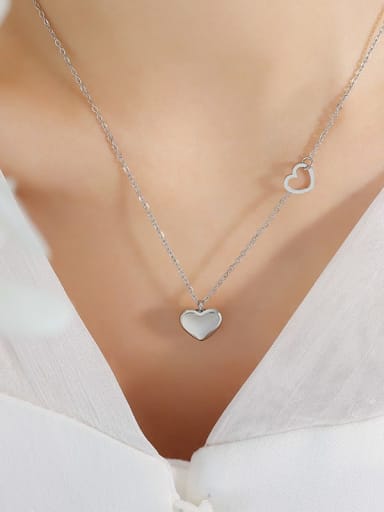 Steel peach necklace 41+ 5CM Titanium Steel Heart Minimalist Necklace