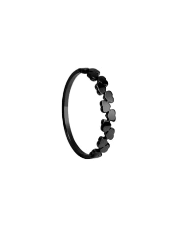 black Titanium Steel Heart Minimalist Band Ring