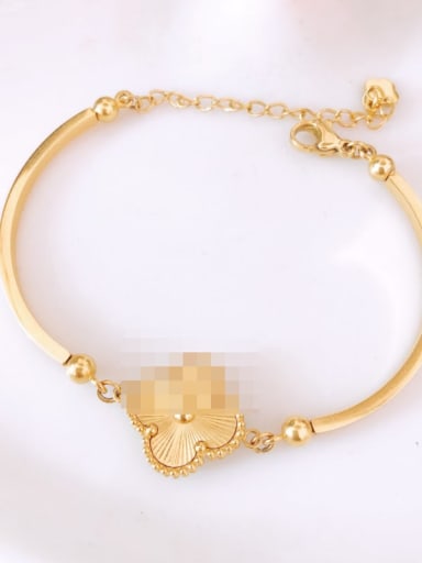 SL259 Split Flower Clover Bracelet Gold Titanium Steel Enamel Clover Minimalist Link Bracelet