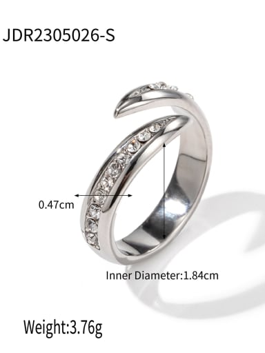 JDR2305026 S Stainless steel Cubic Zirconia Geometric Dainty Band Ring