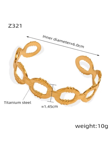 Z321 Gold Bracelet Titanium Steel Geometric Hip Hop Cuff Bangle