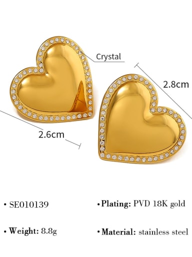 SE010139 Titanium Steel Cubic Zirconia Heart Trend Stud Earring
