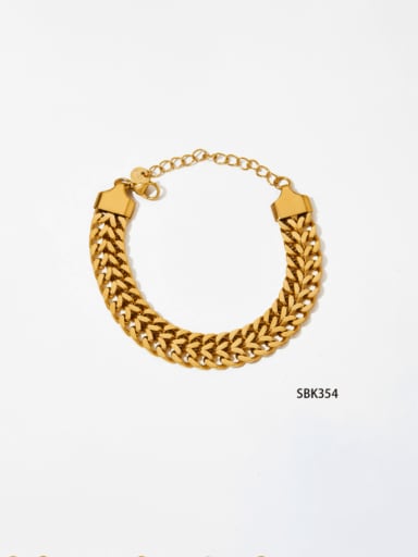 Gold SBK354 Bracelet Stainless steelHip Hop Wheatear  Bracelet and Necklace Set