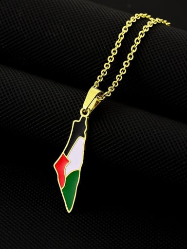 Golden A Titanium Steel Enamel Medallion Ethnic Israel and Palestine titanium steel pendants Necklace