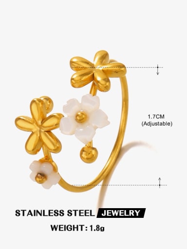 Style 1 Stainless steel Shell Flower Trend Band Ring
