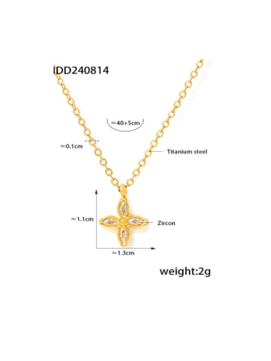 P2053 White Zircon Necklace Titanium Steel Cubic Zirconia Minimalist Cross Ring and Necklace Set