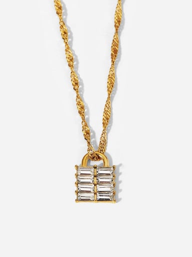 Stainless steel Cubic Zirconia Vintage Locket  Pendant Necklace