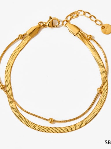 SBK055 Gold Bracelet Trend Geometric Stainless steel Bracelet and Necklace Set