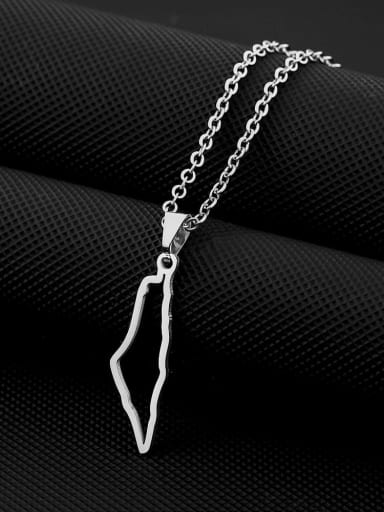 Stainless steel Geometric Ethnic Israel's hollowed out map Necklace