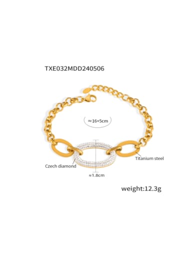 TXE032 Gold Bracelet Titanium Steel Cubic Zirconia  Hip Hop Geometric Bracelet and Necklace Set