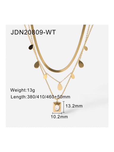 JDN20809 WT Stainless steel Cubic Zirconia Rectangle Trend Multi Strand Necklace