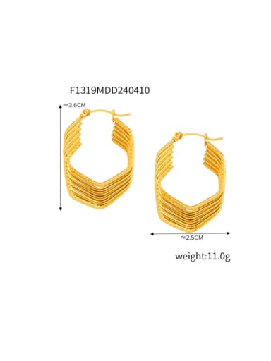 F1319 Gold Earrings Titanium Steel Geometric Hip Hop Huggie Earring