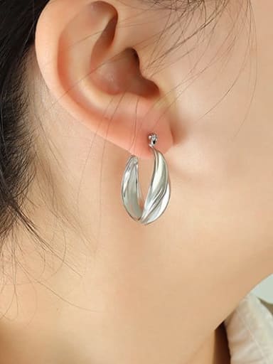 F700 steel color earrings Titanium Steel Geometric Minimalist Huggie Earring