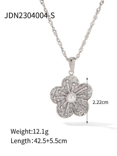 JDN2304004 S Trend Flower Stainless steel Imitation Pearl Earring and Necklace Set