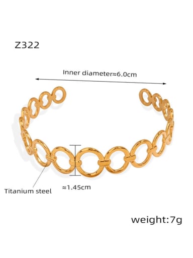 Z322 Gold Bracelet Titanium Steel Geometric Hip Hop Cuff Bangle