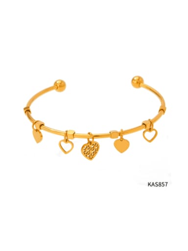 KAS857 Gold Stainless steel Heart Minimalist Cuff Bangle
