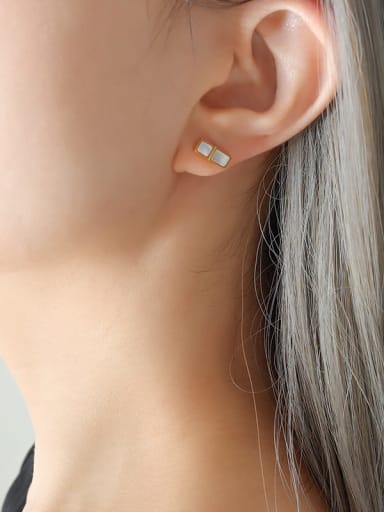 Titanium Steel Shell Geometric Minimalist Stud Earring