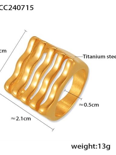 A622 Golden Ring Titanium Steel Geometric Trend Band Ring