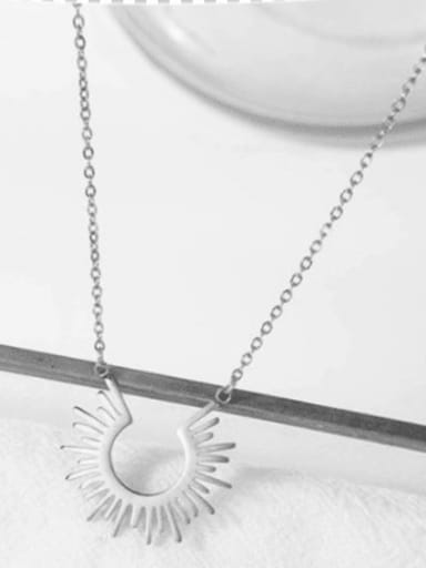 silver European and American style simple sun 18K titanium steel short necklace