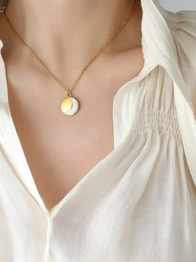 P1182 gold necklace 40 +5cm Titanium Steel Round Trend Necklace