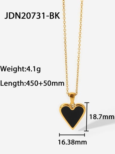 JDN20731 BK Stainless steel Green Heart Trend Necklace