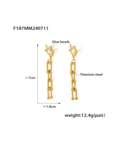 F187 Golden Earrings Titanium Steel Geometric Chain Hip Hop Drop Earring