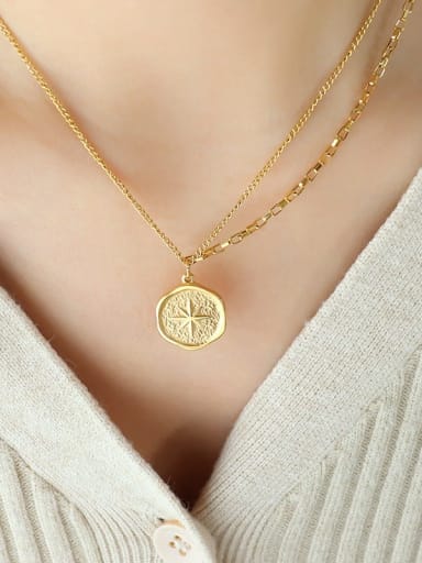 Gold necklace 40 +5cm Titanium Steel Geometric Minimalist Multi Strand Necklace