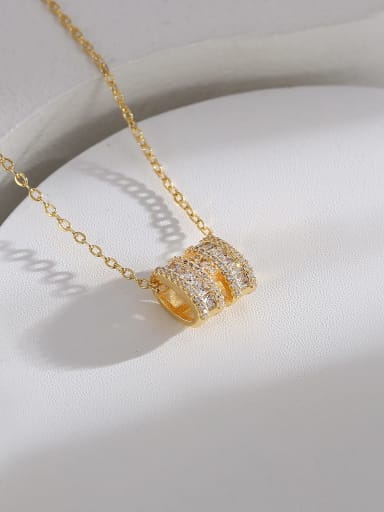 H01241 Gold Brass Cubic Zirconia Letter Vintage Necklace