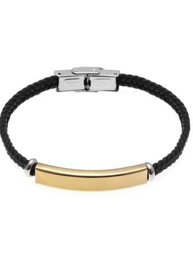 gold Stainless steel Artificial Leather Geometric Minimalist Bracelet