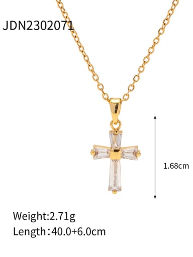 Stainless steel Cubic Zirconia Cross Vintage Regligious Necklace