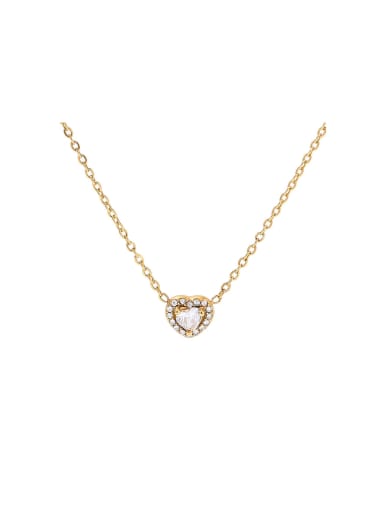 Stainless steel Cubic Zirconia Heart Dainty Necklace