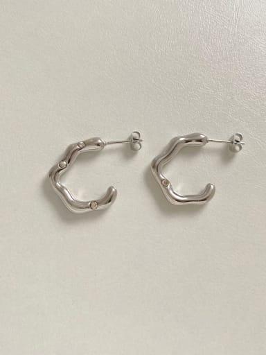 Silver White Diamond PEK1654 Stainless steel Geometric Trend Stud Earring