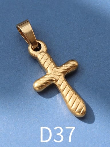D37 gold Titanium 316L Stainless Steel Vintage  Cross Pendant with e-coated waterproof