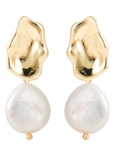 gold Creative Korean Pearl Earrings European and American temperament dumb gold geometric female Earrings